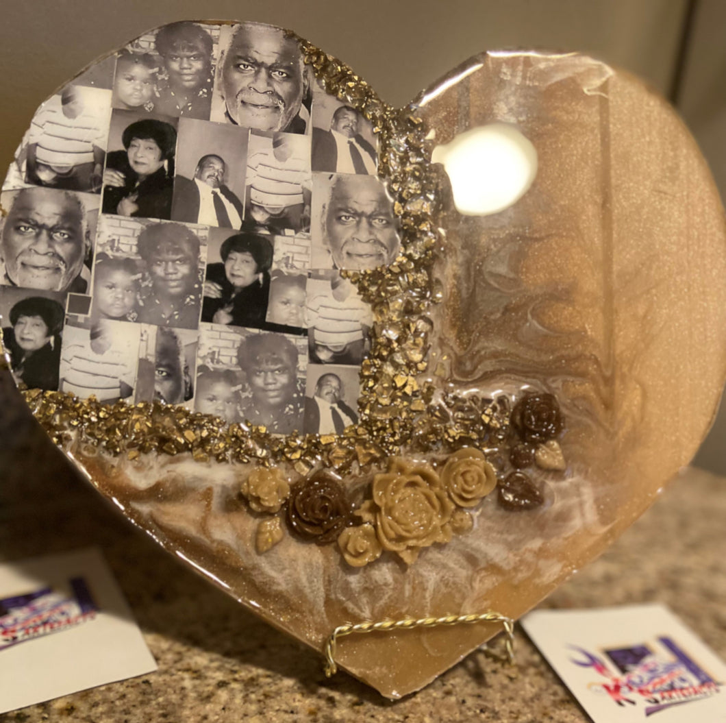 Personalized Heart Collage Geode - Wall/Table Art