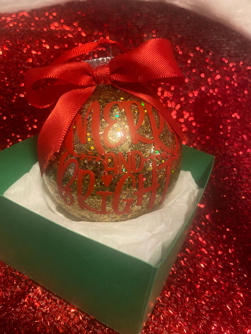 Glitter Merry and Bright Ornament